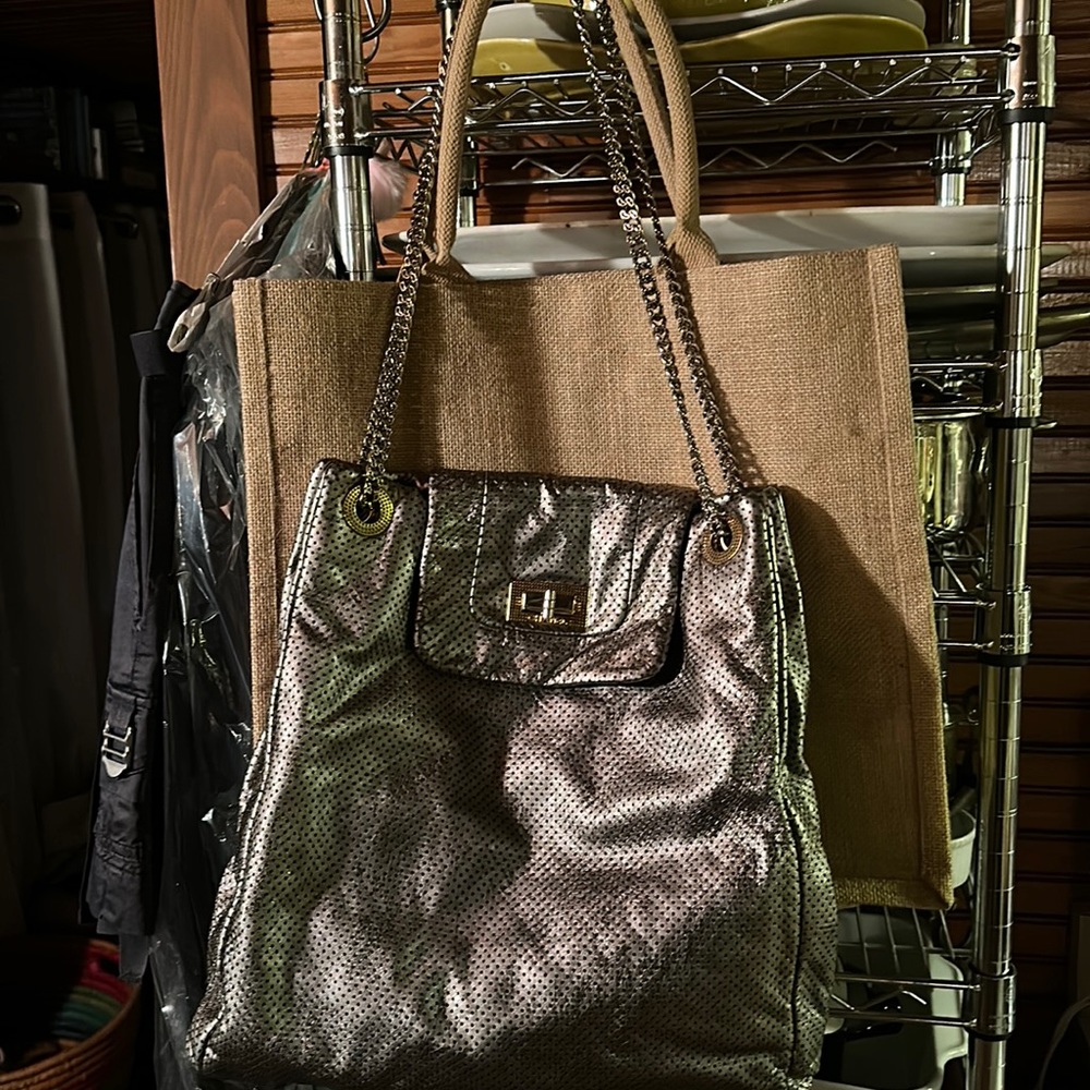 Chanel silver shoulder bag